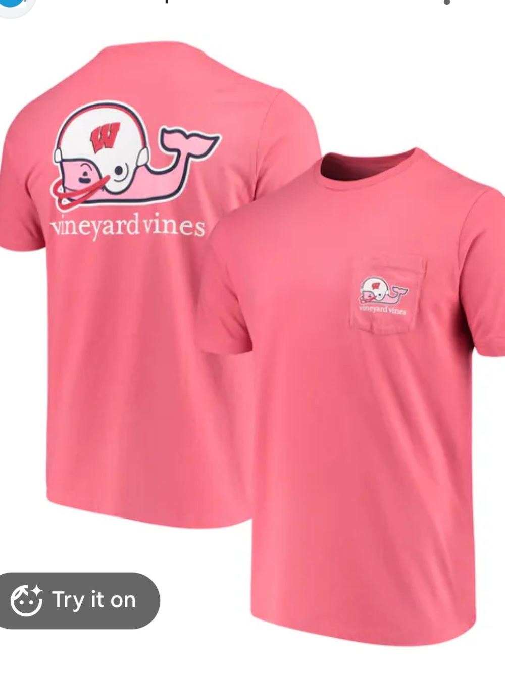 Vineyard Vines Pink Wisconsin Badgers Pocket Tee